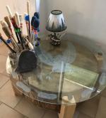 GLASS ETCHED TABLE TOPS FOR  POW WOW DRUMS